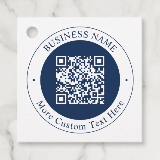 Aanpasbare QR-code & tekst | donker marineblauw Bedankjes Labels (Voorkant)