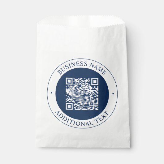 Aanpasbare QR-code & tekst | Donker marineblauw Bedankzakje (Voorkant)