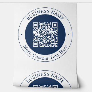Aanpasbare QR-code & tekst | donker marineblauw Behang