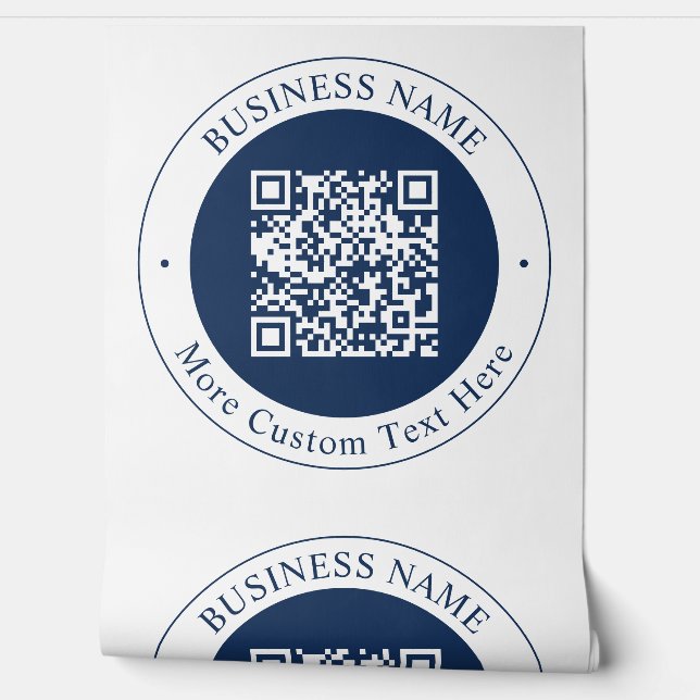 Aanpasbare QR-code & tekst | donker marineblauw Behang (Afrollen)