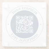Aanpasbare QR-code & tekst | Donker marineblauw Glazen Onderzetter (Achterkant)
