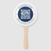 Aanpasbare QR-code & tekst | donker marineblauw Handwaaier (Voorkant)