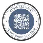Aanpasbare QR-code & tekst | donker marineblauw Hockey Puck (Voorkant)
