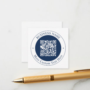Aanpasbare QR-code & tekst donker marineblauw Informatiekaartje