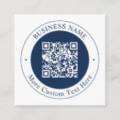 Aanpasbare QR-code & tekst | donker marineblauw Informatiekaartje (Voorkant)