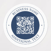 Aanpasbare QR-code & tekst | donker marineblauw Labels (Design 2)