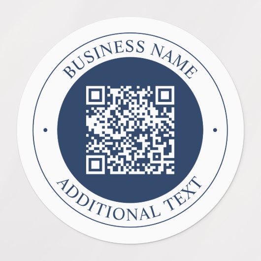 Aanpasbare QR-code & tekst | donker marineblauw Labels (Design 1)