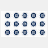Aanpasbare QR-code & tekst | donker marineblauw Labels (Vel)