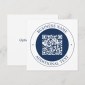 Aanpasbare QR-code & tekst | donker marineblauw Notitiekaartje (Voorkant / Achterkant)
