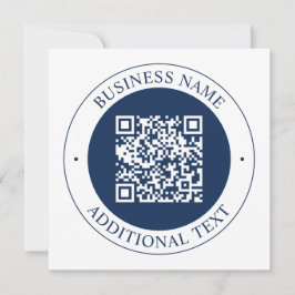 Aanpasbare QR-code & tekst | donker marineblauw Notitiekaartje