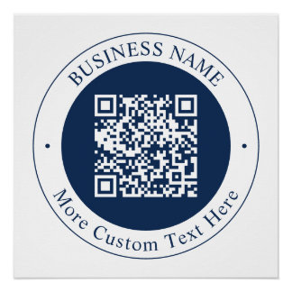 Aanpasbare QR-code & tekst | donker marineblauw Perfect Poster