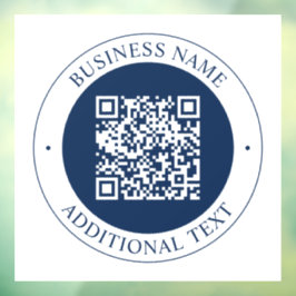Aanpasbare QR-code & tekst | donker marineblauw Raamsticker