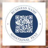 Aanpasbare QR-code & tekst | donker marineblauw Raamsticker (Vel 2)