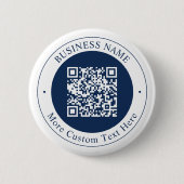 Aanpasbare QR-code & tekst | donker marineblauw Ronde Button 5,7 Cm (Voorkant)