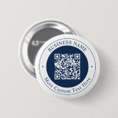 Aanpasbare QR-code & tekst | donker marineblauw Ronde Button 5,7 Cm (Voorkant /achterkant)