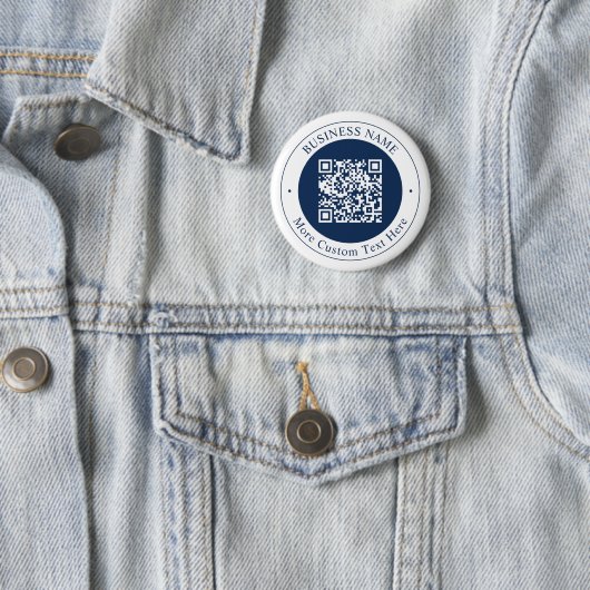 Aanpasbare QR-code & tekst | donker marineblauw Ronde Button 5,7 Cm (In situ)