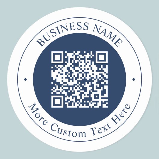 Aanpasbare QR-code & tekst | donker marineblauw Ronde Sticker