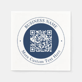 Aanpasbare QR-code & tekst | donker marineblauw Servet