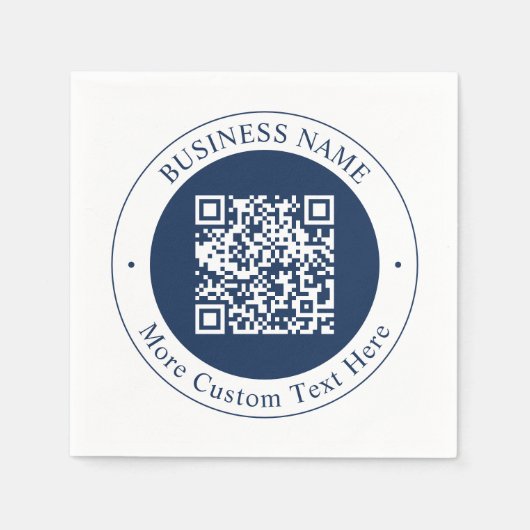 Aanpasbare QR-code & tekst | donker marineblauw Servet (Voorkant)