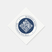 Aanpasbare QR-code & tekst | donker marineblauw Servet (Hoek)