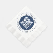 Aanpasbare QR-code & tekst | Donker marineblauw Servet (Hoek)