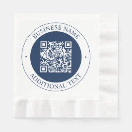 Aanpasbare QR-code & tekst | Donker marineblauw Servet