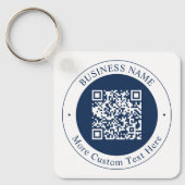 Aanpasbare QR-code & tekst | donker marineblauw Sleutelhanger (Voorkant)
