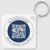 Aanpasbare QR-code & tekst | donker marineblauw Sleutelhanger (Achterkant)