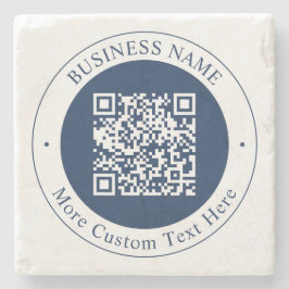 Aanpasbare QR-code & tekst | donker marineblauw Stenen Onderzetter