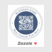 Aanpasbare QR-code & tekst | donker marineblauw Sticker (Vel)