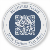 Aanpasbare QR-code & tekst | donker marineblauw Sticker (Voorkant)