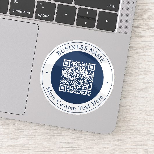 Aanpasbare QR-code & tekst | donker marineblauw Sticker (Detail)