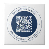 Aanpasbare QR-code & tekst | donker marineblauw Tegeltje (Voorkant)