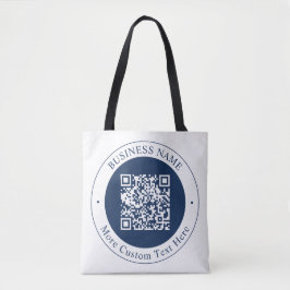 Aanpasbare QR-code & tekst | donker marineblauw Tote Bag