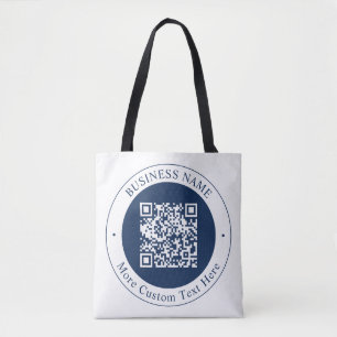 Aanpasbare QR-code & tekst donker marineblauw Tote Bag