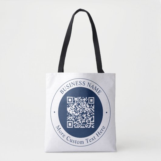 Aanpasbare QR-code & tekst | donker marineblauw Tote Bag (Voorkant)