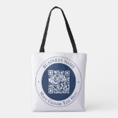 Aanpasbare QR-code & tekst | donker marineblauw Tote Bag (Achterkant)