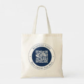 Aanpasbare QR-code & tekst | donker marineblauw Tote Bag (Achterkant)