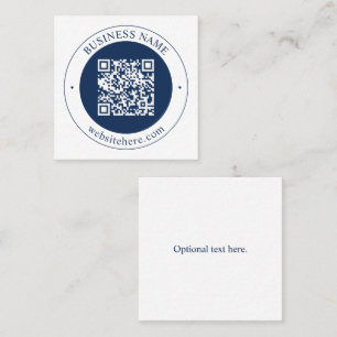 Aanpasbare QR-code & tekst Donker marineblauw Vierkante Visitekaartje