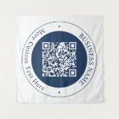 Aanpasbare QR-code & tekst | Donker marineblauw Wandkleed (Voorkant (horizontaal))