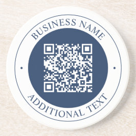 Aanpasbare QR-code & tekst | donker marineblauw Zandsteen Onderzetter