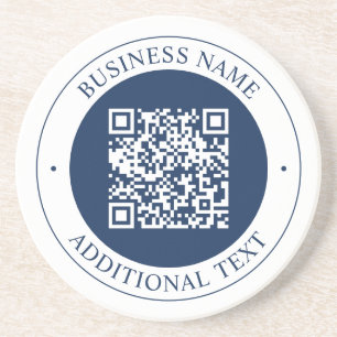 Aanpasbare QR-code & tekst donker marineblauw Zandsteen Onderzetter
