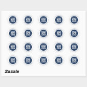 Aanpasbare QR-code & tekst | donkerblauw Ronde Sticker (Vel)