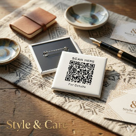 Aanpasbare QR-code vierkante knop voor elk doel Button 5,1 Cm