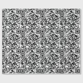 Aanpasbare QR-code Zwart & Wit Abstract Nerd Cadeaupapier (Vlak)