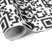 Aanpasbare QR-code Zwart & Wit Abstract Nerd Cadeaupapier (Rol Hoek)