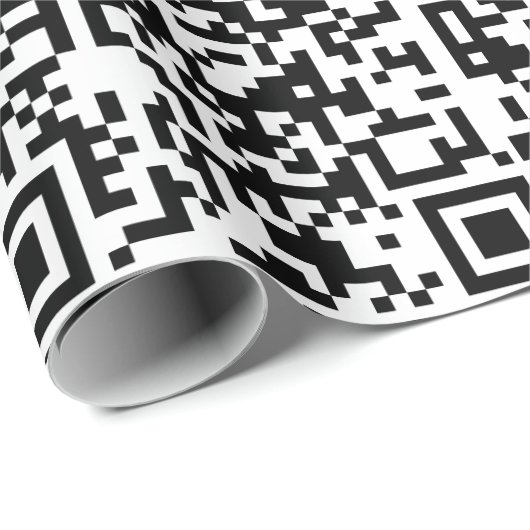 Aanpasbare QR-code Zwart & Wit Abstract Nerd Cadeaupapier (Rol Hoek)