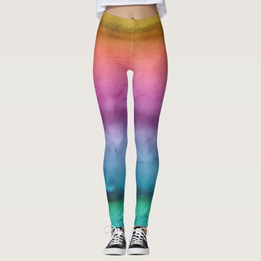 Aanpasbare Regenboog Gestreepte Leggings (Voorkant)