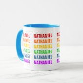 Aanpasbare Regenboog Herhalende Tekst Mok (Voorkant links)