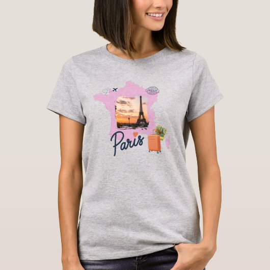 Aanpasbare Reis Thema Paris T-shirt (Voorkant)